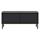 Tavolino da Salotto Nero Antracite oro con Piedini un Vano 90x45x40h cm, Piano Sollevabile - Zerbolo