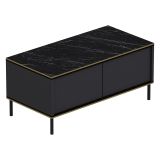 Tavolino da Salotto Nero Antracite oro con Piedini un Vano 90x45x40h cm, Piano Sollevabile - Zerbolo