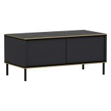 Tavolino da Salotto Nero Antracite oro con Piedini un Vano 90x45x40h cm, Piano Sollevabile - Zerbolo