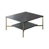 Tavolino da Salotto Nero Antracite oro Piedini oro un Vano 80x80x40h cm, Forma Quadrata - Alshain
