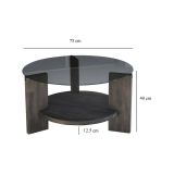 Tavolino da Salotto Nero Antracite Portariviste Forma Rotonda 75x75x40h cm, Materiale Struttura in Vetro - Felino