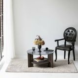 Tavolino da Salotto Nero Antracite Portariviste Forma Rotonda 75x75x40h cm, Materiale Struttura in Vetro - Felino