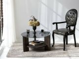 Tavolino da Salotto Nero Antracite Portariviste Forma Rotonda 75x75x40h cm, Materiale Struttura in Vetro - Felino