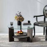 Tavolino da Salotto Nero Antracite Portariviste Forma Rotonda 75x75x40h cm, Sfumatura Colore Struttura Antracite - Felino