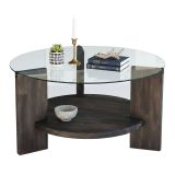 Tavolino da Salotto Nero Antracite Portariviste Forma Rotonda 75x75x40h cm, Sfumatura Colore Struttura Antracite - Felino