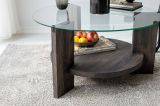 Tavolino da Salotto Nero Antracite Portariviste Forma Rotonda 75x75x40h cm, Sfumatura Colore Struttura Antracite - Felino