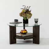 Tavolino da Salotto Nero Antracite Portariviste Forma Rotonda 75x75x40h cm, Sfumatura Colore Struttura Antracite - Felino