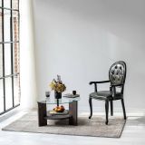 Tavolino da Salotto Nero Antracite Portariviste Forma Rotonda 75x75x40h cm, Sfumatura Colore Struttura Antracite - Felino