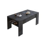 Tavolino da Salotto Nero Antracite un Vano Forma Rettangolare 98x50x43h cm, Piano Sollevabile - Corallo