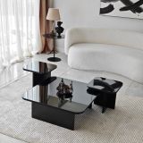 Tavolino da Salotto Nero Effetto Lucido Forma Quadrato 80x80x30h cm, Materiale Piano in Legno Nobilitato - Pagliara