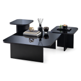 Tavolino da Salotto Nero Effetto Lucido Forma Quadrato 80x80x30h cm, Materiale Piano in Legno Nobilitato - Pagliara