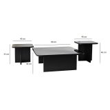 Tavolino da Salotto Nero Effetto Lucido Forma Quadrato 80x80x30h cm, Materiale Piano in Legno Nobilitato - Pagliara