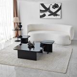 Tavolino da Salotto Nero Effetto Lucido Forma Quadrato 80x80x30h cm, Materiale Piano in Legno Nobilitato - Pagliara