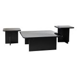 Tavolino da Salotto Nero Effetto Lucido Forma Quadrato 80x80x30h cm, Materiale Piano in Legno Nobilitato - Pagliara