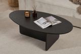 Tavolino da Salotto Nero Forma Ovale Materiale Piano in Legno Nobilitato 120x65x40h cm, Colore Ripiano Nero - Parona