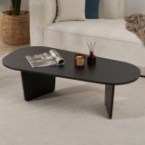 Tavolino da Salotto Nero Forma Ovale Materiale Piano in Legno Nobilitato 130x65x40h cm, Colore Ripiano Nero - Dozza