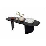 Tavolino da Salotto Nero Forma Ovale Materiale Piano in Legno Nobilitato 130x65x40h cm, Colore Ripiano Nero - Dozza