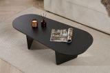Tavolino da Salotto Nero Forma Ovale Materiale Piano in Legno Nobilitato 130x65x40h cm, Colore Ripiano Nero - Dozza