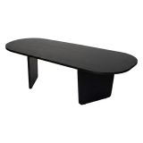 Tavolino da Salotto Nero Forma Ovale Materiale Piano in Legno Nobilitato 130x65x40h cm, Colore Ripiano Nero - Dozza