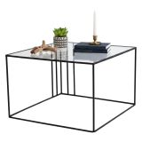 Tavolino da Salotto Nero Forma Quadrata Materiale Piano in Vetro 55x55x36h cm, Colore Ripiano Trasparente - Giacinta