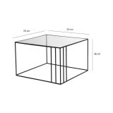 Tavolino da Salotto Nero Forma Quadrata Materiale Piano in Vetro 55x55x36h cm, Colore Ripiano Trasparente - Giacinta