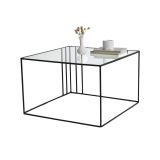 Tavolino da Salotto Nero Forma Quadrata Materiale Piano in Vetro 55x55x36h cm, Colore Ripiano Trasparente - Giacinta