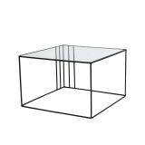Tavolino da Salotto Nero Forma Quadrata Materiale Piano in Vetro 55x55x36h cm, Colore Ripiano Trasparente - Giacinta