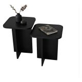 Tavolino da Salotto Nero Forma Quadrato Materiale Piano in Legno Nobilitato 40x40x50h cm, Colore Ripiano Nero - Meduno