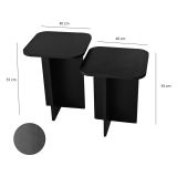 Tavolino da Salotto Nero Forma Quadrato Materiale Piano in Legno Nobilitato 40x40x50h cm, Colore Ripiano Nero - Meduno