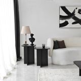 Tavolino da Salotto Nero Forma Quadrato Materiale Piano in Legno Nobilitato 40x40x50h cm, Colore Ripiano Nero - Meduno