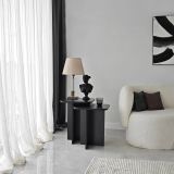 Tavolino da Salotto Nero Forma Quadrato Materiale Piano in Legno Nobilitato 40x40x50h cm, Colore Ripiano Nero - Meduno