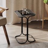 Tavolino da Salotto Nero Forma Quadrato Materiale Piano in Metallo 30x30x52h cm, Colore Ripiano Nero - Cerami