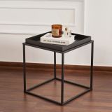 Tavolino da Salotto Nero Forma Quadrato Materiale Piano in Metallo 45x45x52h cm, Colore Ripiano Nero - Lorsica
