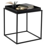 Tavolino da Salotto Nero Forma Quadrato Materiale Piano in Metallo 45x45x52h cm, Colore Ripiano Nero - Lorsica