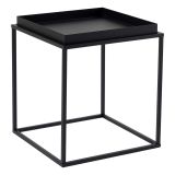 Tavolino da Salotto Nero Forma Quadrato Materiale Piano in Metallo 45x45x52h cm, Colore Ripiano Nero - Lorsica