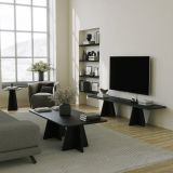 Tavolino da Salotto Nero Forma Rettangolare Materiale Piano in Legno Nobilitato 120x60x40h cm, Colore Ripiano Nero - Ottana