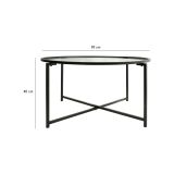 Tavolino da Salotto Nero Forma Rettangolare Materiale Piano in Vetro 83x82x40h cm, Colore Ripiano Trasparente - Ecaterina