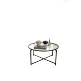 Tavolino da Salotto Nero Forma Rettangolare Materiale Piano in Vetro 83x82x40h cm, Colore Ripiano Trasparente - Ecaterina