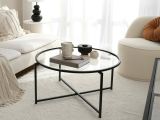 Tavolino da Salotto Nero Forma Rettangolare Materiale Piano in Vetro 83x82x40h cm, Colore Ripiano Trasparente - Ecaterina