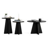 Tavolino da Salotto Nero Forma Rotonda Materiale Piano in Legno Nobilitato 60x60x40h cm, Colore Ripiano Nero - Cargeghe
