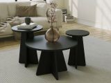 Tavolino da Salotto Nero Forma Rotonda Materiale Piano in Legno Nobilitato 60x60x40h cm, Colore Ripiano Nero - Cargeghe