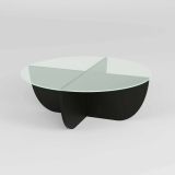 Tavolino da Salotto Nero Forma Rotonda Materiale Piano in Vetro 90x90x30h cm, Colore Ripiano Trasparente - Jolanda