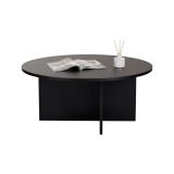 Tavolino da Salotto Nero Forma Rotondo Materiale Piano in Legno Nobilitato 90x90x40h cm, Colore Ripiano Nero - Simbario