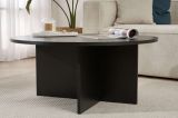 Tavolino da Salotto Nero Forma Rotondo Materiale Piano in Legno Nobilitato 90x90x40h cm, Colore Ripiano Nero - Simbario