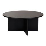 Tavolino da Salotto Nero Forma Rotondo Materiale Piano in Legno Nobilitato 90x90x40h cm, Colore Ripiano Nero - Simbario