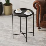 Tavolino da Salotto Nero Forma Rotondo Materiale Piano in Metallo 46x46x56h cm, Colore Ripiano Nero - Fiave
