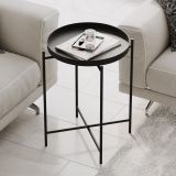 Tavolino da Salotto Nero Forma Rotondo Materiale Piano in Metallo 46x46x56h cm, Colore Ripiano Nero - Fiave