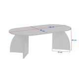 Tavolino da Salotto Nero Frassinato Forma Ovale Materiale Piano in Legno Nobilitato 120x60x40h cm, Colore Ripiano Nero - Nohaza