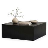 Tavolino da Salotto Nero Frassinato Forma Rettangolare Materiale Piano in Legno Nobilitato 90x90x35h cm, Colore Ripiano Nero - Nofaraka