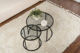 Tavolino da Salotto Nero Grigio set di 2 Tavolini Forma Rotondo 60x60x43h cm, Colore Struttura Grigio - Xaden